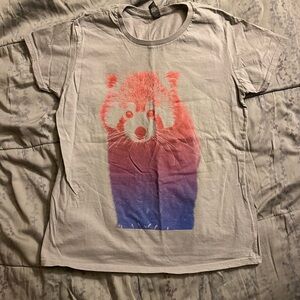 Gray woman’s T-Shirt with Red Panda Graphic